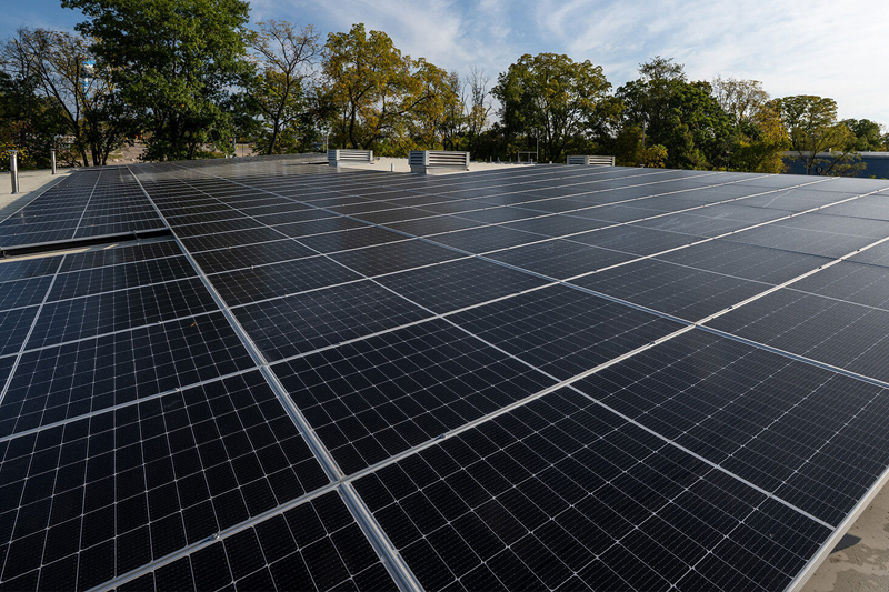 A large area of solar panels